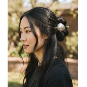 Sterling Silver Native American Ponytail holder NWT Handmade Carved Sun Bear